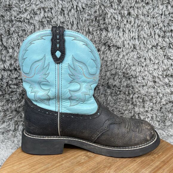 Justin Gypsy Gemma Leather Cowgirl Boots Black Turquoise Women's 10 B L9905 - Picture 5 of 9